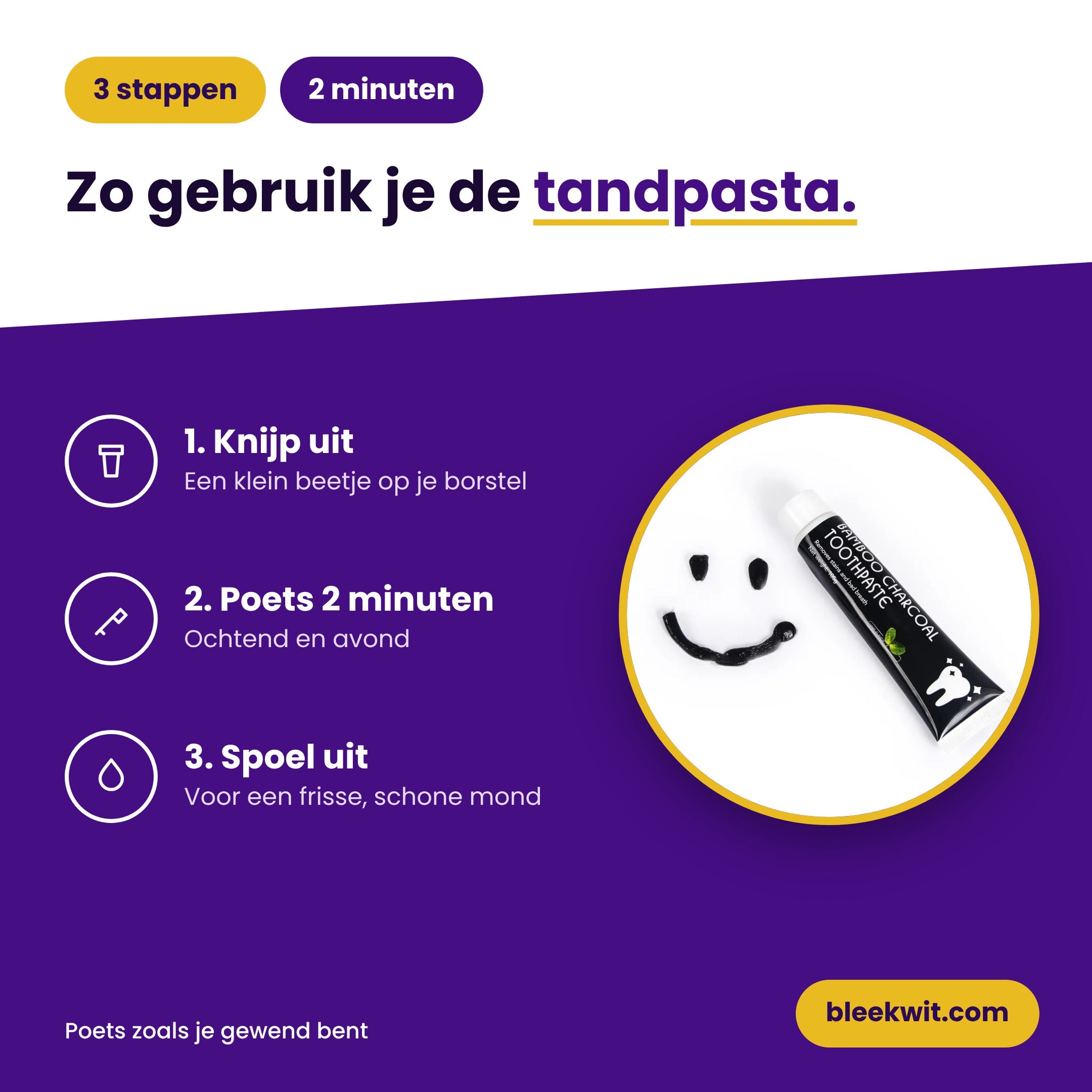Zo gebruik je de tandpasta in 3 stappen